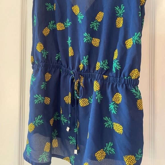 Lily White Pineapple Tank Cinch Tie Navy - Picture 3 of 4